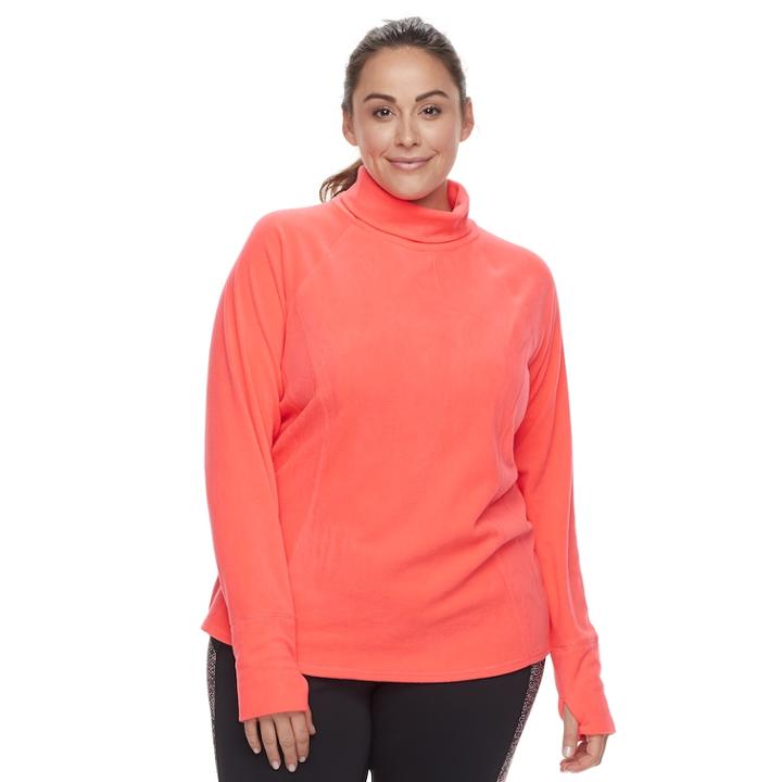 Plus Size Tek Gear Microfleece Turtleneck Pullover Top, Women's, Size: 1xl, Brt Pink
