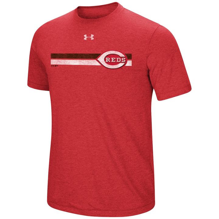 Men's Under Armour Cincinnati Reds Heat Gear Stripe Tee, Size: Medium, Med Red