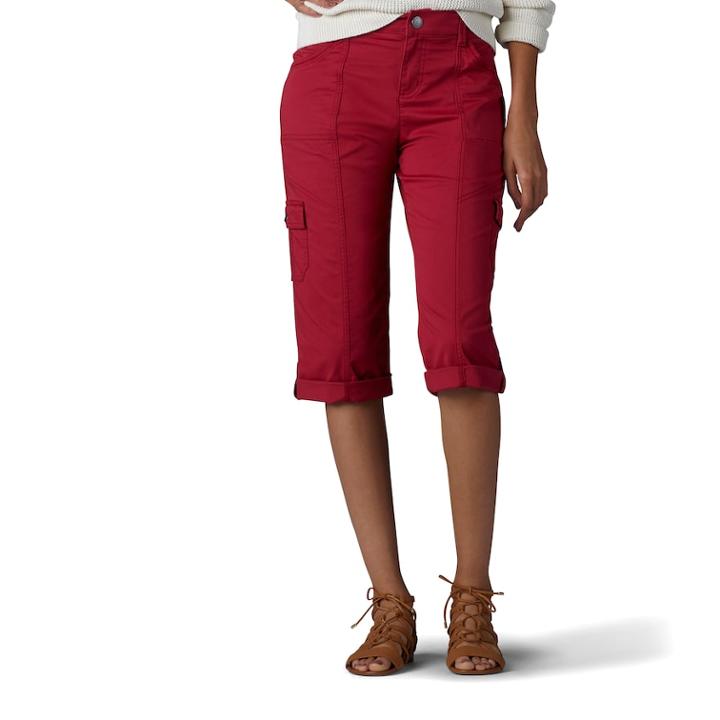 Women's Lee Skye Comfort Waist Skimmer Capris, Size: 18 Avg/reg, Med Red