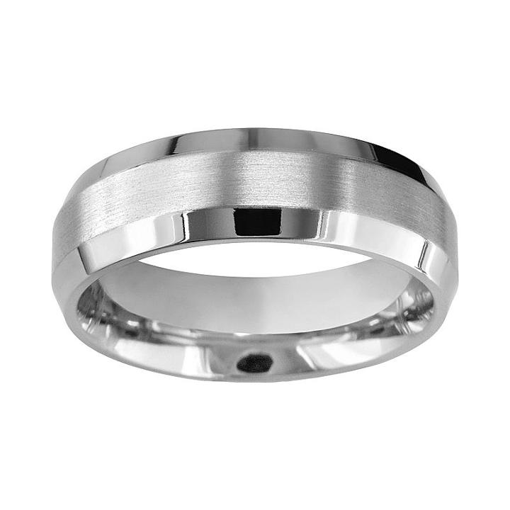Titanium Beveled Wedding Band - Men, Size: 8, Grey