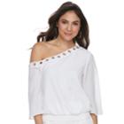 Women's Jennifer Lopez One-shoulder Crepe Top, Size: Medium, White