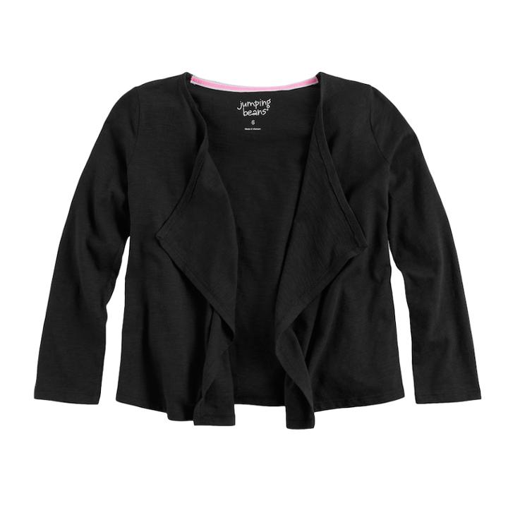 Girls 4-10 Jumping Beans&reg; Open Front Cardigan, Size: 4, Black