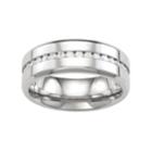 Men's Stainless Steel Cubic Zirconia Band, Size: 10, White