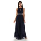 Jessica Howard Beaded Halter Evening Gown - Women's, Size: 14, Blue (navy)