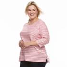 Plus Size Croft & Barrow&reg; Button Sleeve Top, Women's, Size: 3xl, Med Red