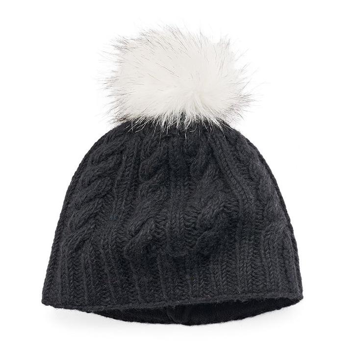 Women's Sijjl Cable-knit Faux Fur Pom-pom Wool Beanie, Multicolor