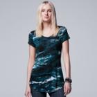 Women's Simply Vera Vera Wang Print Scoopneck Tee, Size: Xs, Dark Green