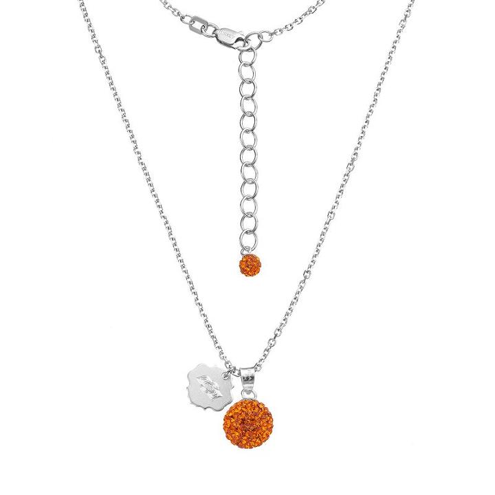 Oklahoma State Cowboys Crystal Sterling Silver Team Logo & Ball Pendant Necklace, Women's, Size: 18, Orange
