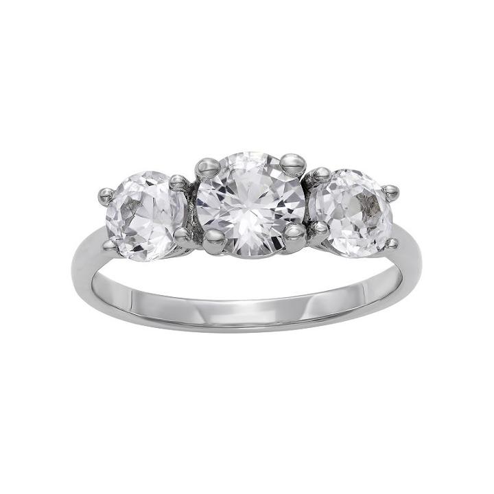 Sterling Silver Lab-created White Sapphire 3-stone Ring, Women's, Size: 8