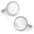 Silver And Mother Of Pearl Rhodium-plated Cuff Links, Men's, Multicolor