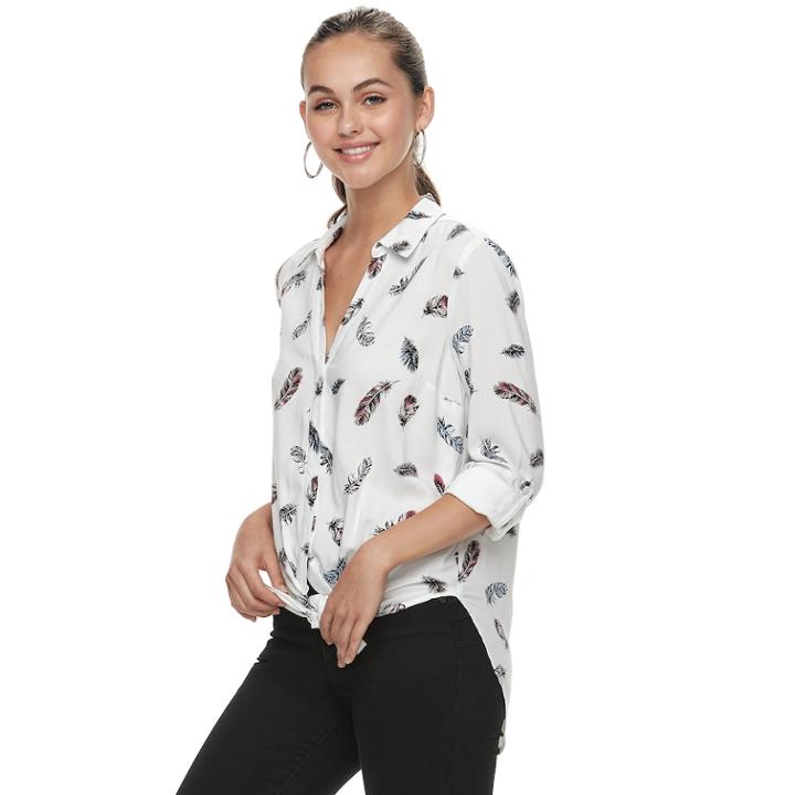 Juniors' Candie's&reg; Tie Front Tunic, Teens, Size: Small, White
