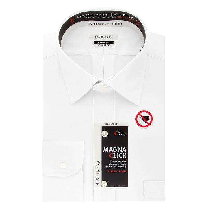 Men's Van Heusen Regular-fit Magna Click Spread Collar Dress Shirt, Size: Xl-32/33, White