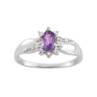 Amethyst & Diamond Accent Sterling Silver Flower Ring, Women's, Size: 8, Purple