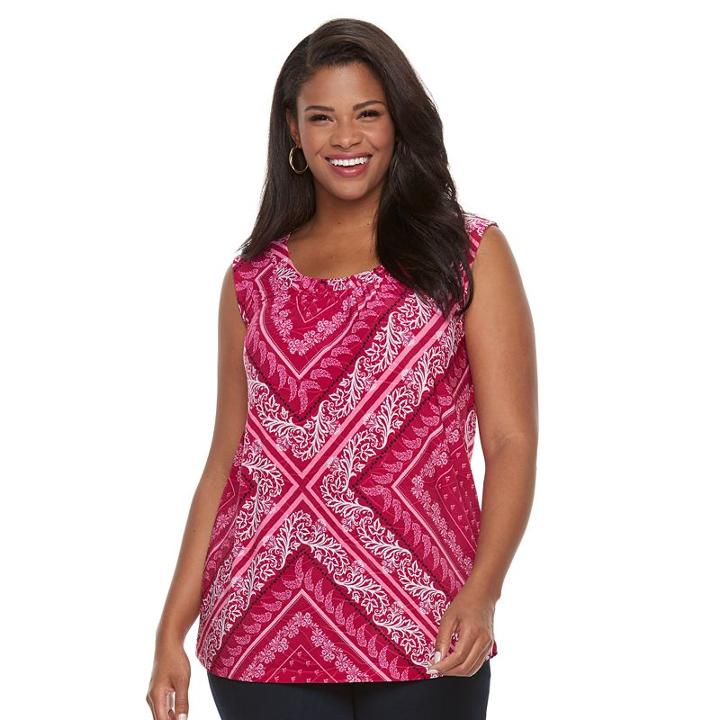 Plus Size Croft & Barrow&reg; Printed Jacquard Tank, Women's, Size: 1xl, Med Purple