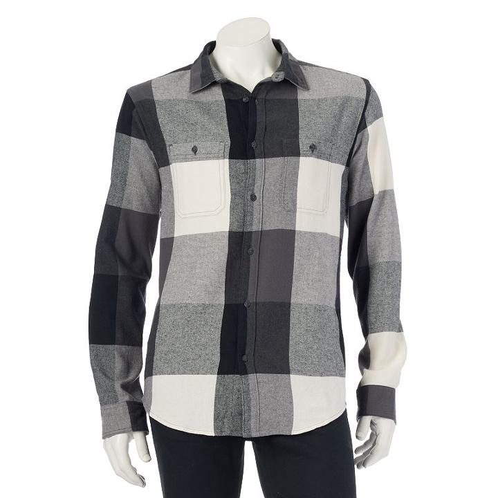 Big & Tall Urban Pipeline&reg; Plaid Flannel Button-down Shirt, Men's, Size: M Tall, Oxford