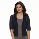 Women's Nina Leonard Chevron-stitch Bolero, Size: Small, Blue
