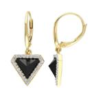 V19.69 Italia 18k Gold Over Silver Black Agate Triangle Drop Earrings, Women's
