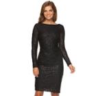 Women's Chaps Lace Sequin Sheath Evening Dress, Size: 2, Black
