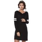 Juniors' So&reg; Sporty Long Sleeve Dress, Teens, Size: Medium, Black
