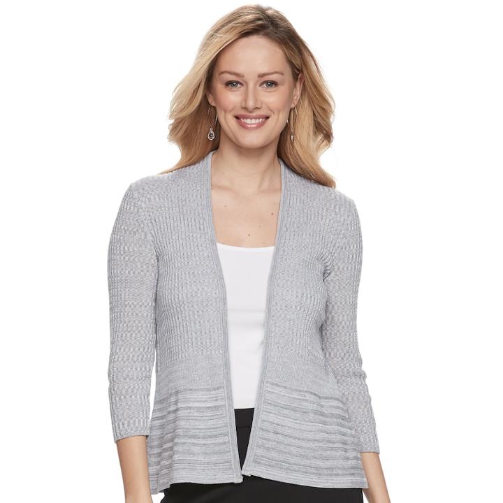 Women's Apt. 9&reg; Ribbed Peplum Cardigan, Size: Xs, Pink Ovrfl