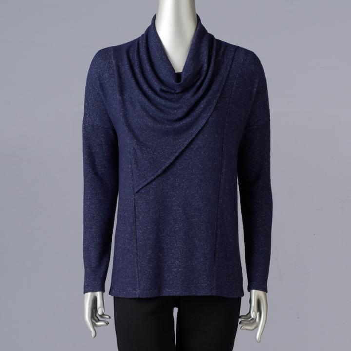 Petite Simply Vera Vera Wang Draped Sweater, Women's, Size: Xl Petite, Blue