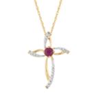 10k Gold Ruby & 1/10 Carat T.w. Diamond Cross Pendant Necklace, Women's, Size: 18, Red