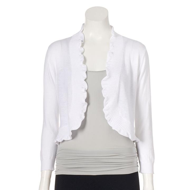 Women's Elle&trade; Ruffle Shrug, Size: Large, White