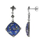 Lavish By Tjm Sterling Silver Crystal Kite Drop Earrings - Made With Swarovski Marcasite, Women's, Blue