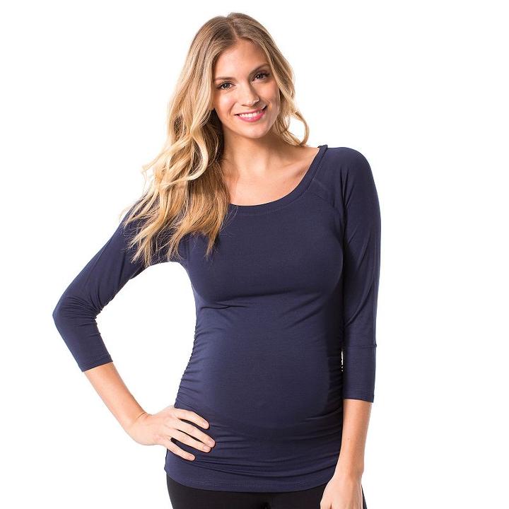 Maternity Pip & Vine By Rosie Pope Ruched Raglan Tee, Women's, Size: L-mat, Blue (navy)