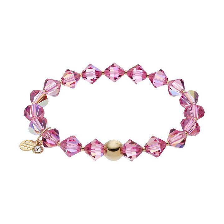 Tfs Jewelry 14k Gold Over Silver Pink Crystal Stretch Bracelet, Women's, Size: 7