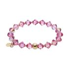 Tfs Jewelry 14k Gold Over Silver Pink Crystal Stretch Bracelet, Women's, Size: 7