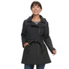 Women's Sebby Collection Hooded Asymmetrical Soft Shell Jacket, Size: Xl, Black