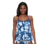 Women's Apt. 9&reg; Tie-dye Flounce Tankini Top, Size: Small, Blue (navy)