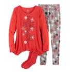 Girls 4-14 So® Be Unique Be You Handkerchief Hem Tunic, Thermal Fleece Leggings & Fuzzy Slipper Socks Pajama Set, Size: L(12), Brt Red