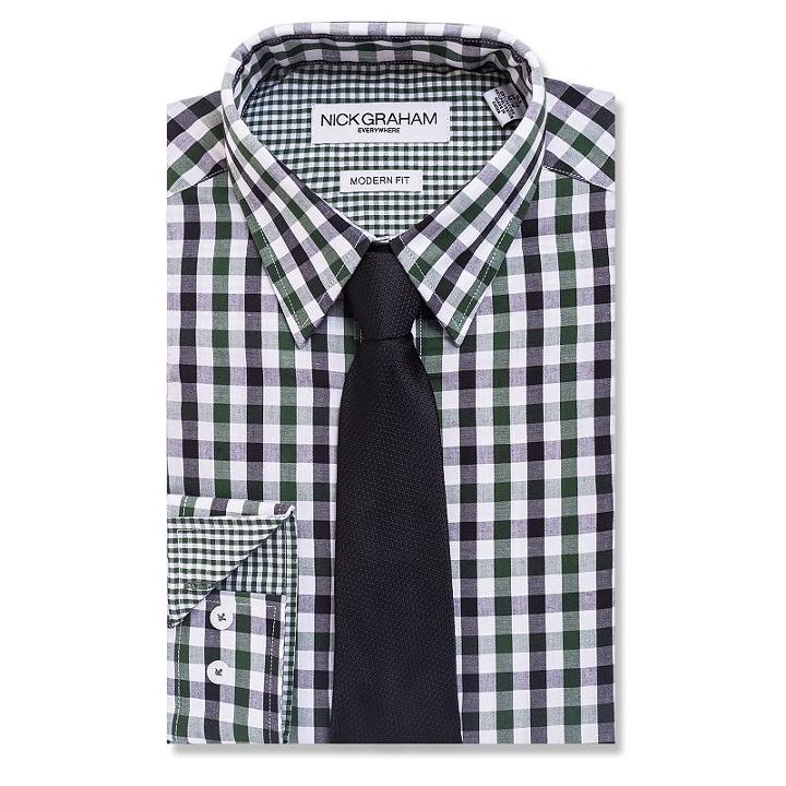 Men's Nick Graham Everywhere Modern-fit Dress Shirt And Tie Boxed Set, Size: Xl-34/35, Green