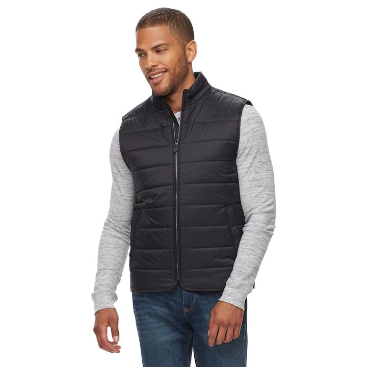 Men's Marc Anthony Slim-fit Lightweight Puffer Vest, Size: Large, Black