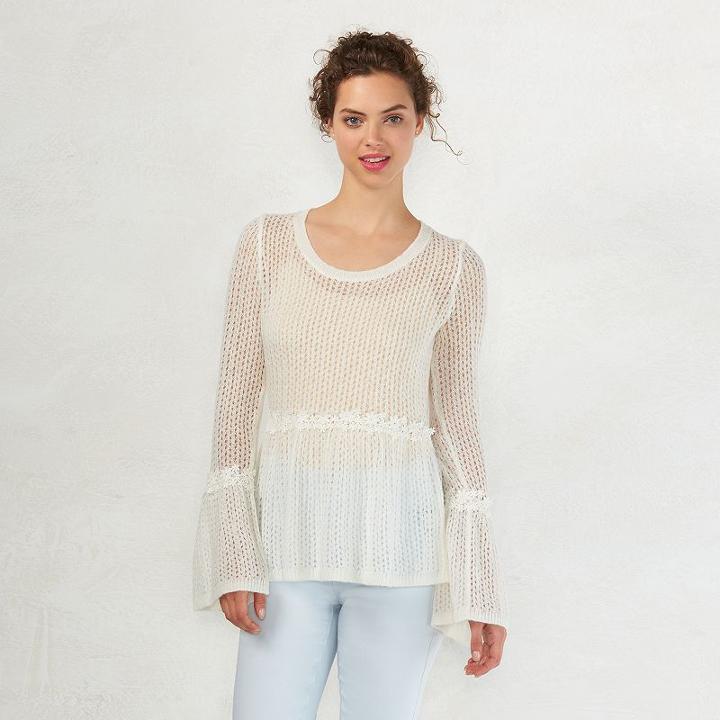 Women's Lc Lauren Conrad Floral Lace Peplum Sweater, Size: Xl, White Oth