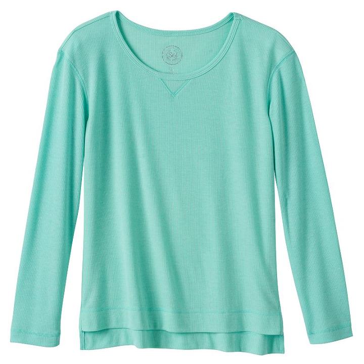 Girls 7-16 So&reg; Ribbed Relaxed Core Tee, Girl's, Size: 7-8, Turquoise/blue (turq/aqua)