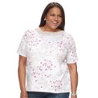 Plus Size Croft & Barrow&reg; Crochet Boatneck Tee, Women's, Size: 1xl, White