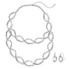 Hammered Link Swag Necklace & Drop Earring Set, Women's, Silver