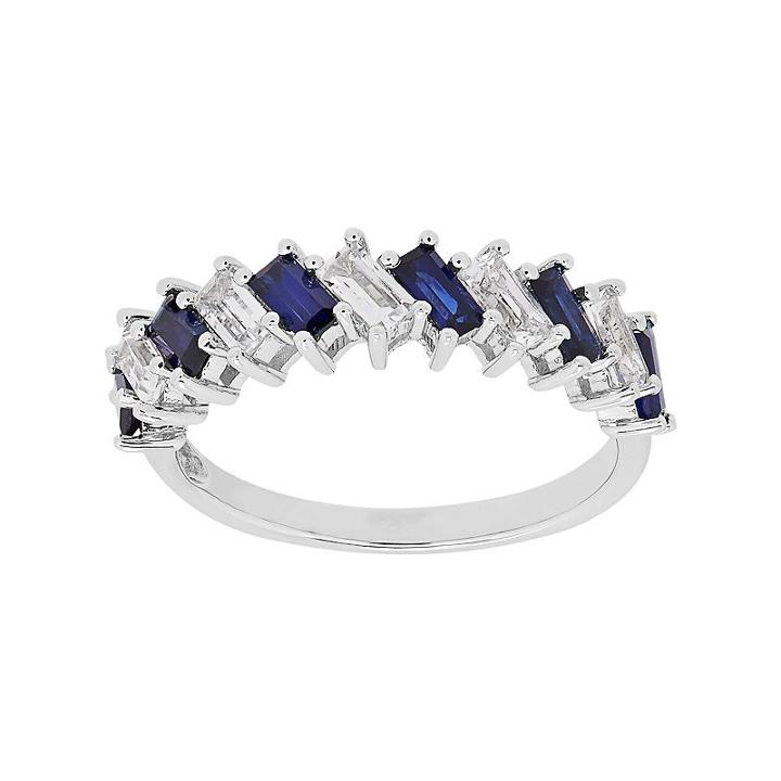 Simply Vera Vera Wang Sterling Silver Lab-created White & Blue Sapphire Ring, Women's, Size: 6