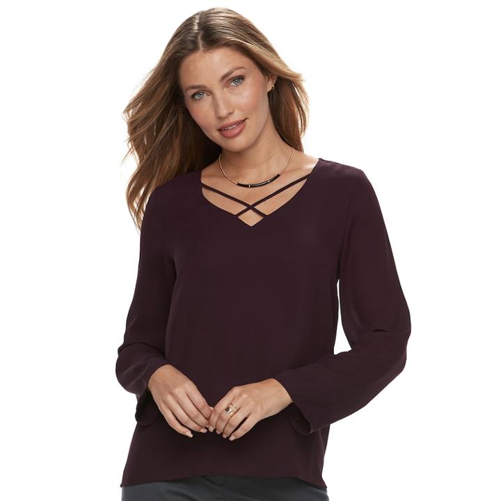 Women's Apt. 9&reg; Criss-cross Chiffon Top, Size: Small, Purple