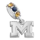 Dayna U Michigan Wolverines Sterling Silver Crystal Logo Charm, Women's, Multicolor