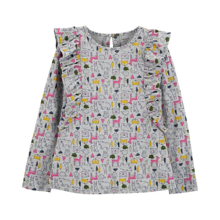 Girls 4-12 Carter's Animal-print Ruffled Top, Size: 4-5, Print