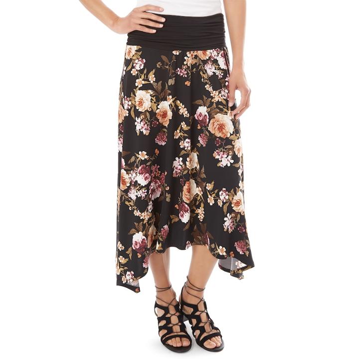 Women's Apt. 9&reg; Handkerchief-hem Skirt, Size: Xs, Wine Blush Floral