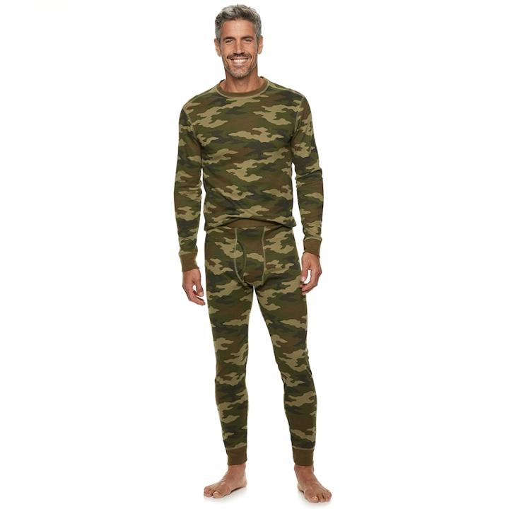 Big & Tall Croft & Barrow&reg; Camo Thermal Base Layer Underwear Pants, Men's, Size: 2xb, Dark Green