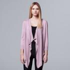 Women's Simply Vera Vera Wang Mix-media Flyaway Cardigan, Size: Xl, Grey