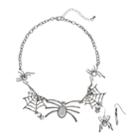 Spider Pendant Necklace & Drop Earring Set, Women's, Red