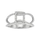 Sterling Silver 1/5 Carat T.w. Diamond Geometric Ring, Women's, Size: 7, White