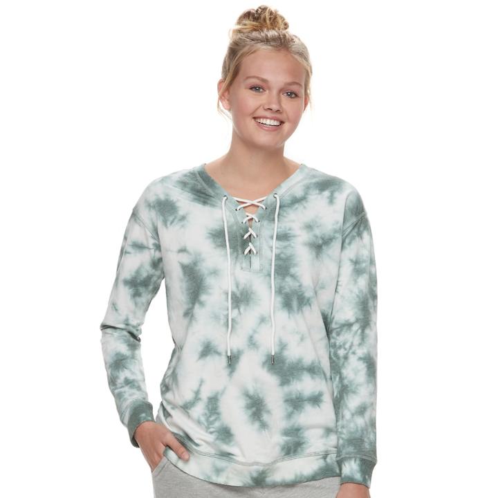 Juniors' Cloud Chaser Lace-up Sweatshirt, Teens, Size: Medium, Lt Green